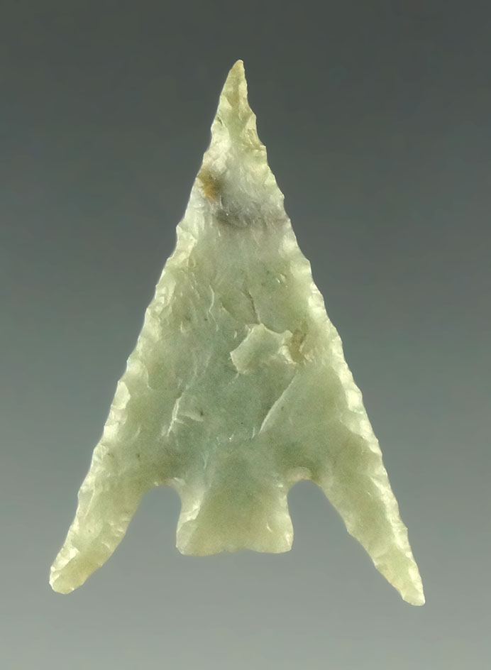 Pictured! Incredible 1 5/16" Gunther, beautiful green Franciscan chert - California. Ex. Shewey.