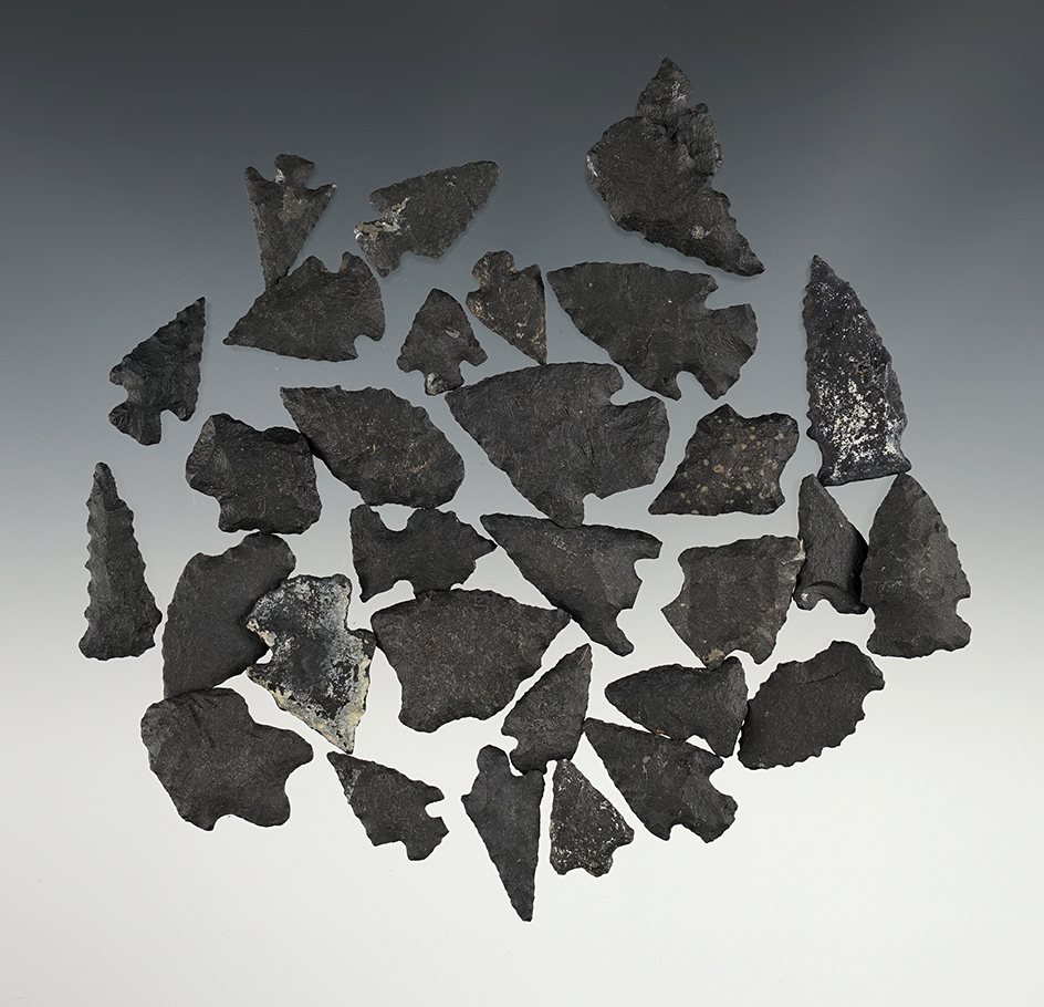 Set of 31 New Mexico points made from Basalt. The largest is 1 1/4".