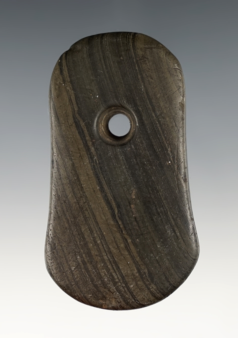 2 15/16" Adena Keyhole Pendant - St. Joseph Co., Indiana by Merlin Berbich. Ex. Jon Dickinson.