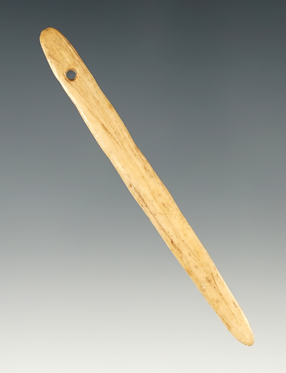 Finely polished 2 15/16" Bone Needle found in Plymouth, Washington.