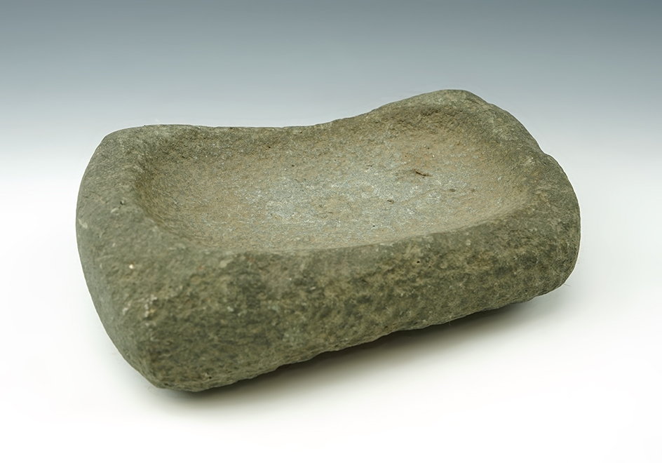 Well crafted 7 3/8" Long Stone Medicine Bowl found in Virginia.