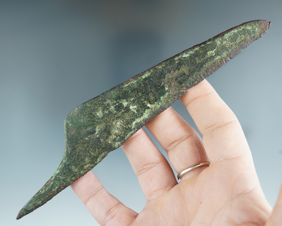 6 7/16" old copper culture rat-tail Knife found in Wisconsin.