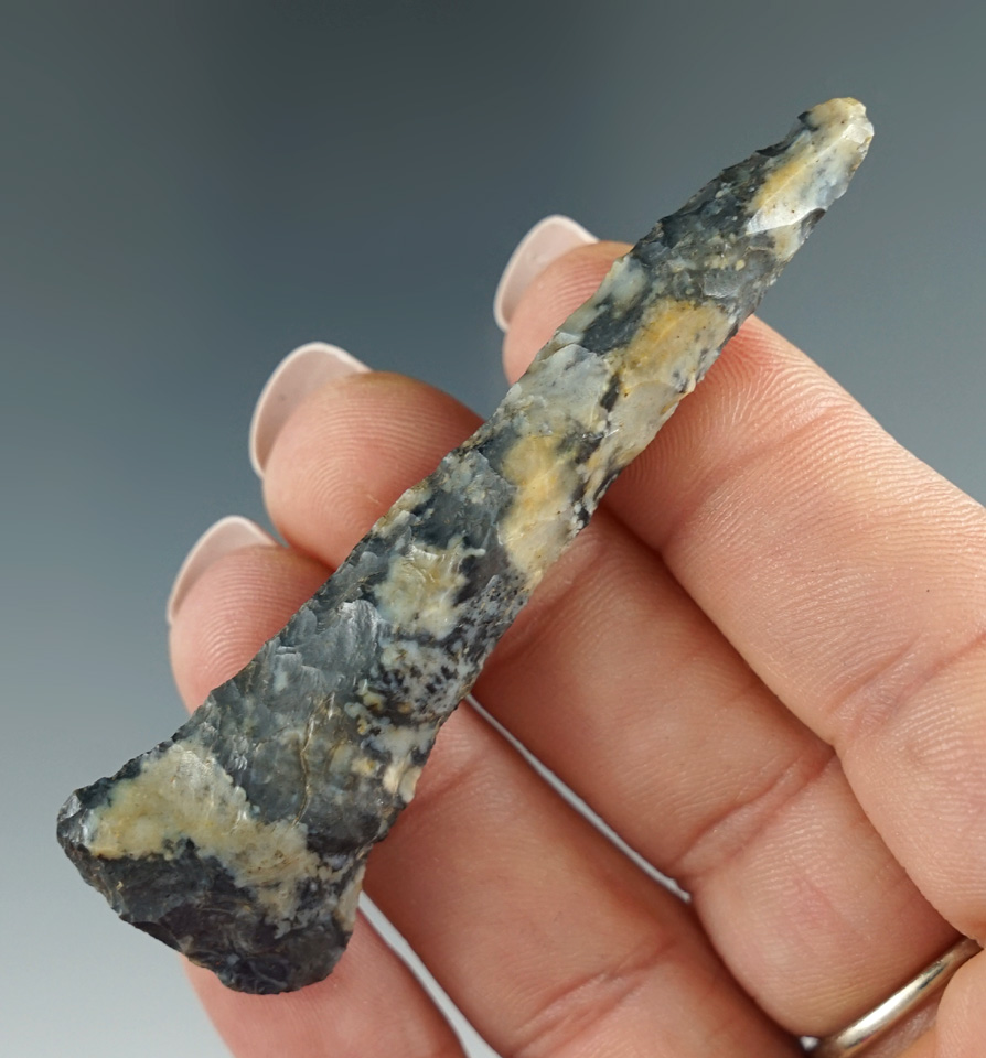 2 13/16" expanded base drill made from beautiful Multi-color Flint Ridge Flint found in Ohio.