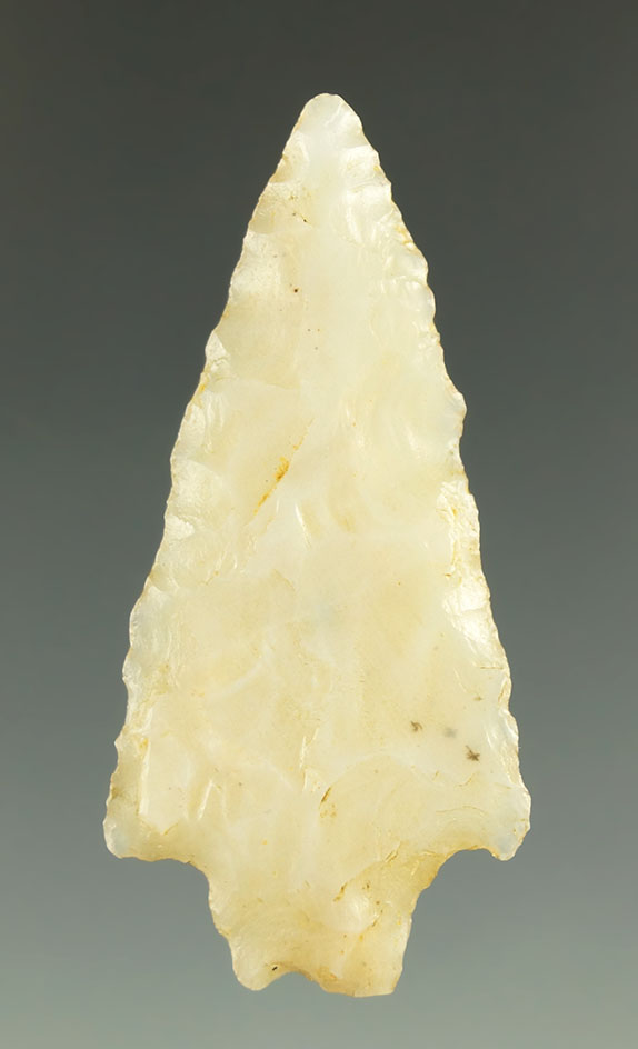 1 5/8" Gypsum Cave point made from white agate found in Mesa County Colorado.