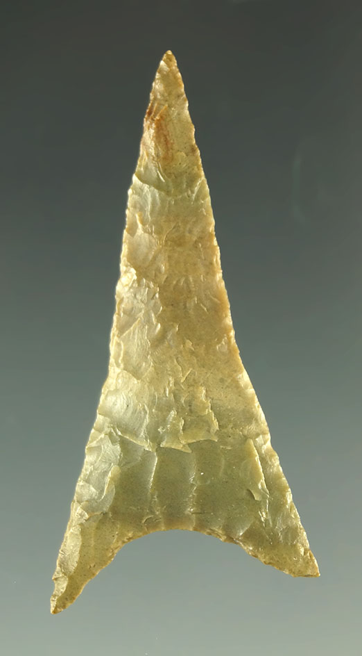 Ex. Museum! Excellent flaking on this 1 7/16" Gunther Triangular - California. Ex. Shewey collection