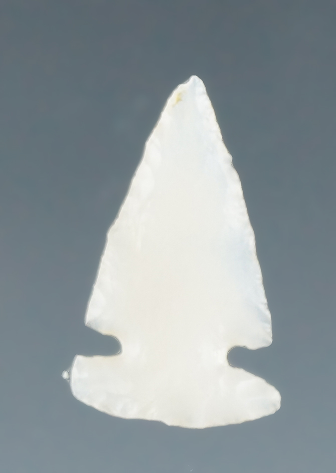 3/4" Bonito Notch point made from white translucent chalcedony - San Juan County New Mexico.