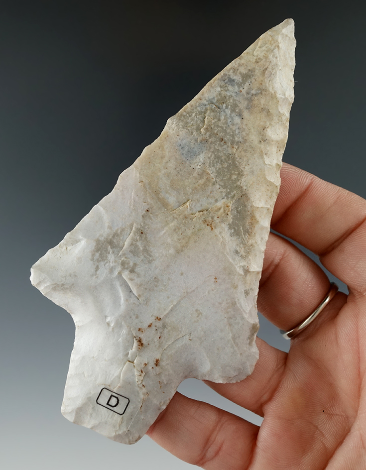 4 3/8" Dickson made from Burlington Chert, found in Northeastern Oklahoma.  Davis G-9 COA.