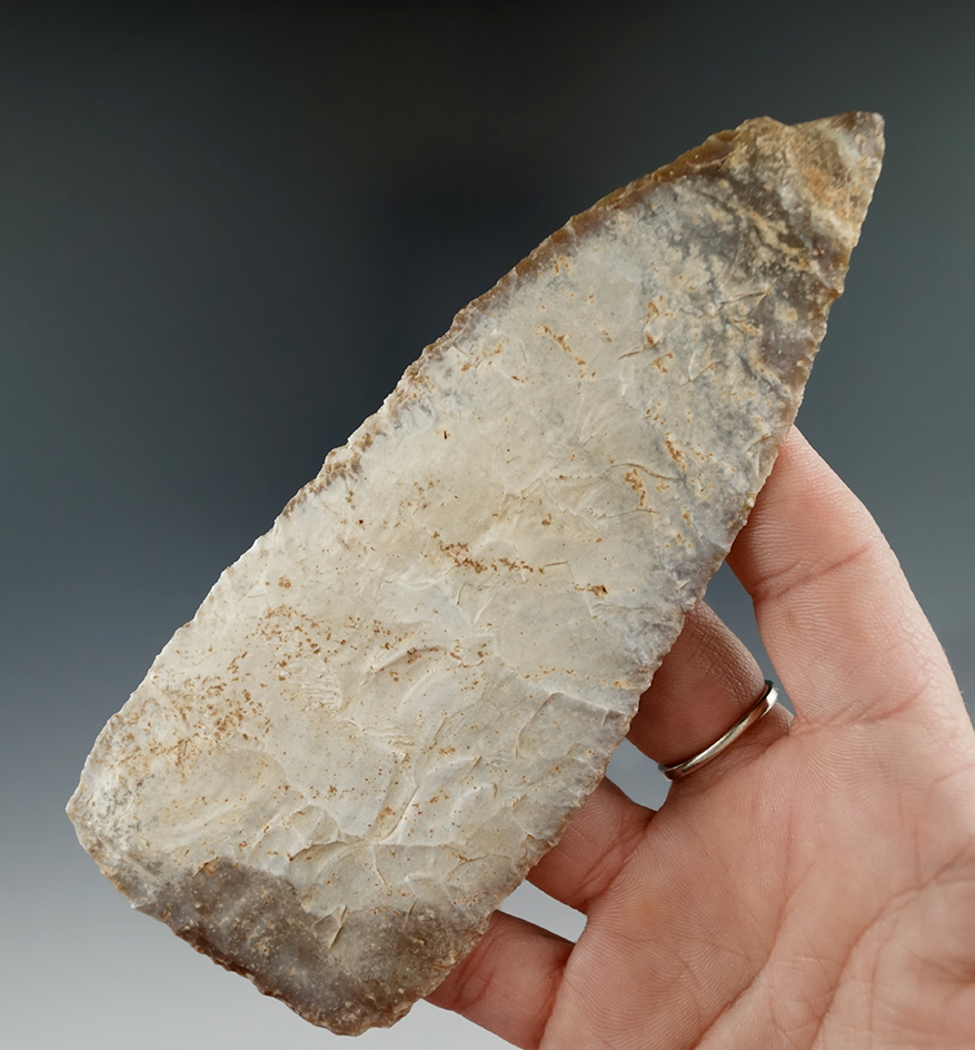 Large and nice! 5 7/16" Triangular Blade with an ancient nick to tip found in Utah.