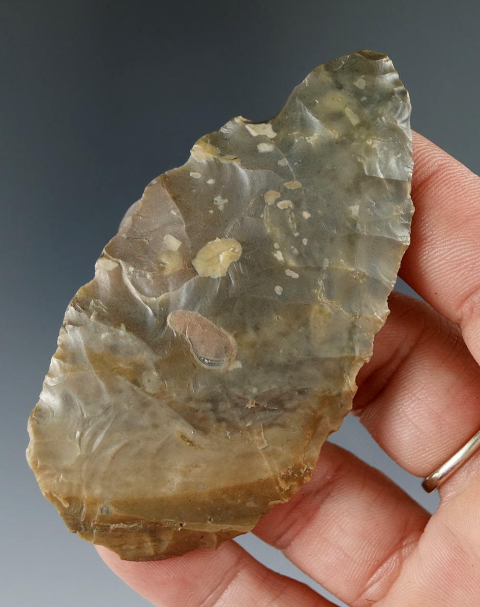 Rare material! 3" Archaic Blade made from Pipe Creek chert found in southern Michigan.
