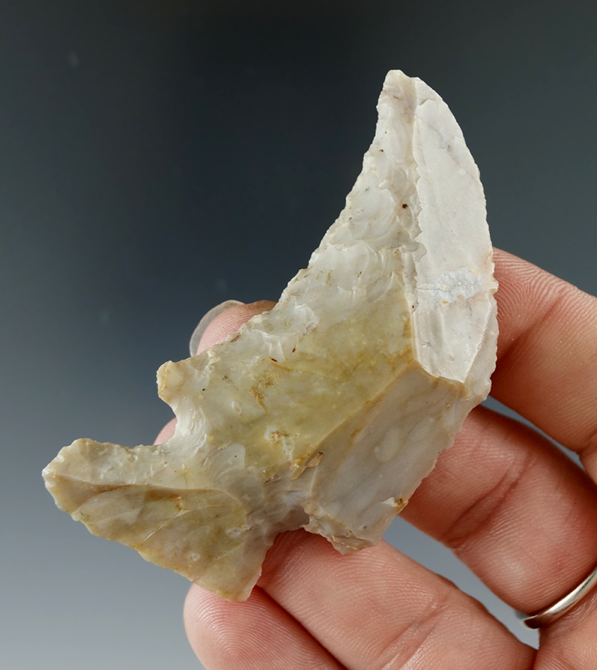 2 5/8" Hafted Shaft Scraper made from Flint Ridge Flint, found in Ohio. Comes with a Bennett COA.