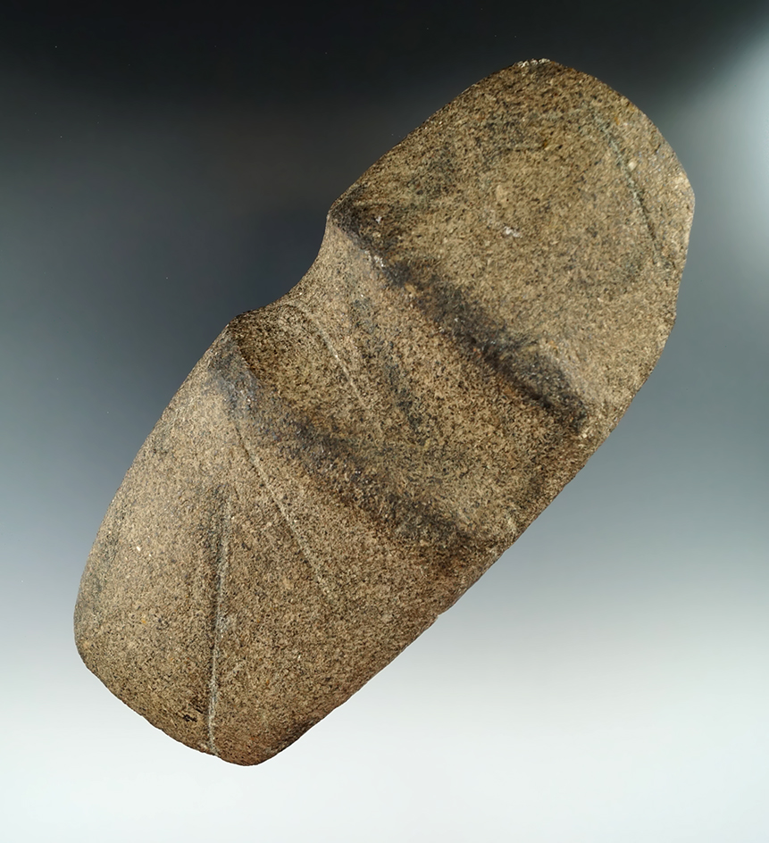 Nice! 7 5/8" long 3/4 grooved raised ridge Axe with a nice top flute found in Greene County Illinois