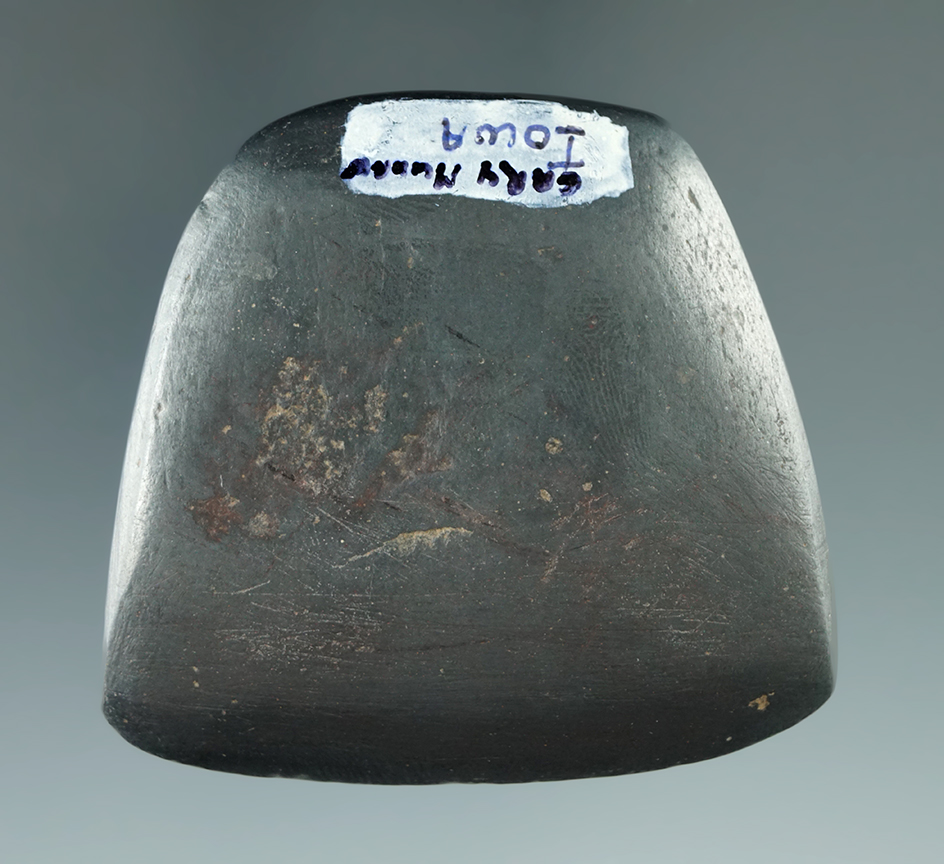 Nice! 2 1/8" wide black hematite Celt in excellent condition found in Iowa. Ex.  Mumaw,  Magnani.