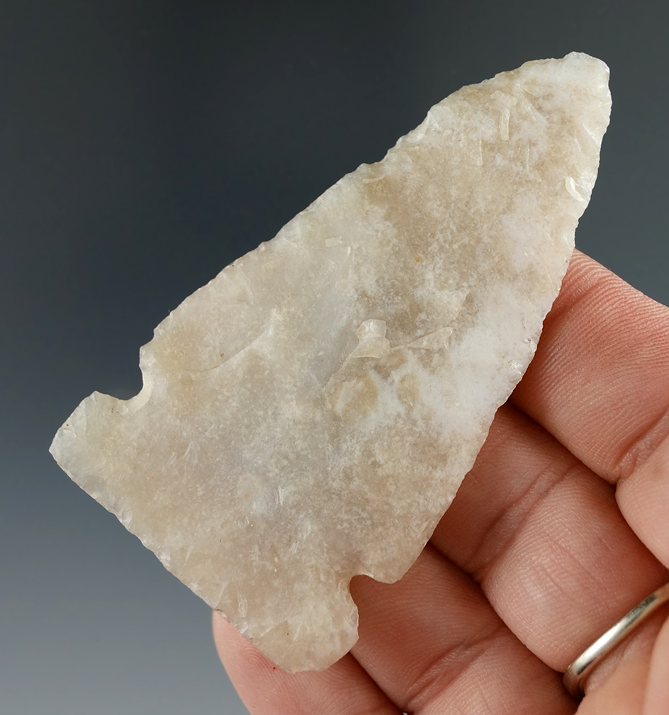 Very nice 2 3/4" Plains Sidenotch knife made from semi translucent chalcedony found in Utah.