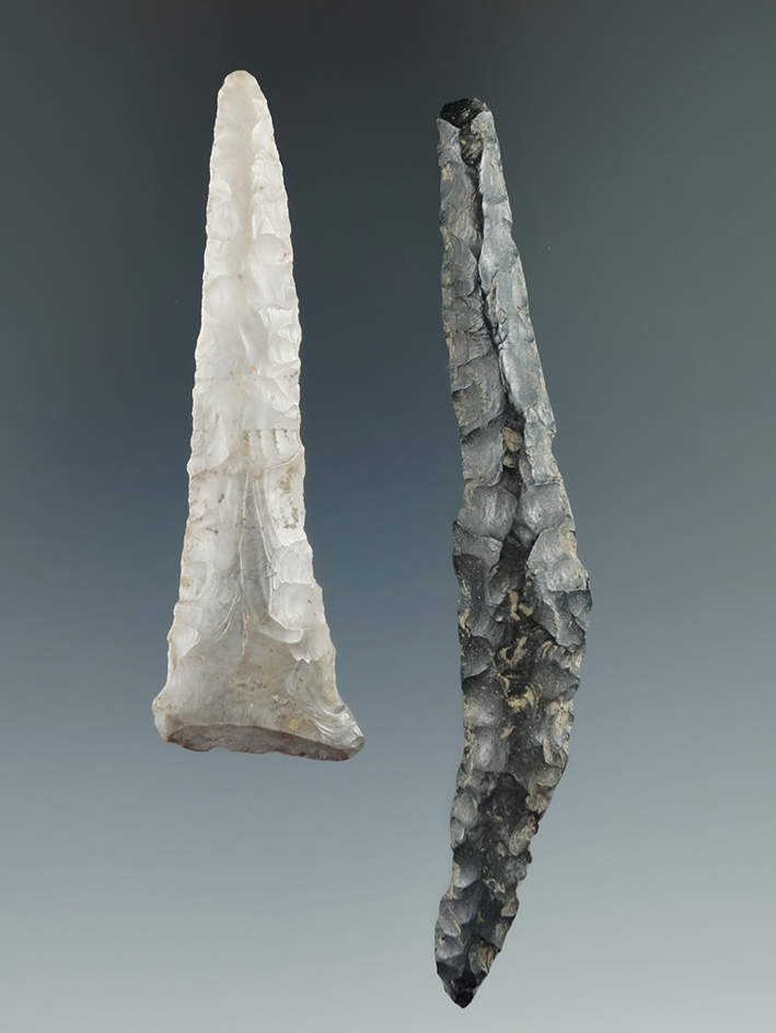 Pair of drills found in Hardin County Ohio by H.Arden Searson, largest is 3 3/8".