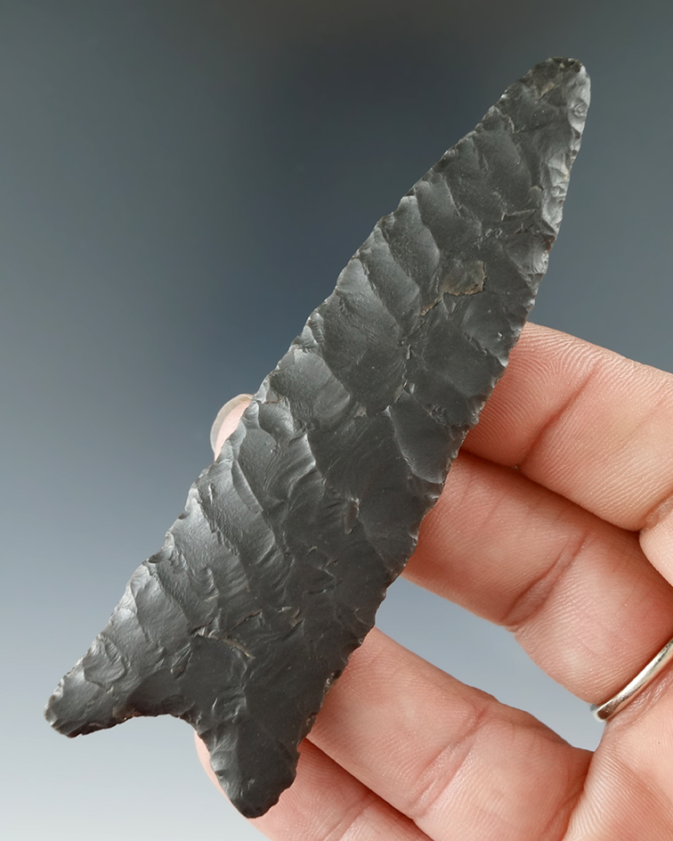 3 11/16" Pitkin Chert Paleo Allen found in McIntosh Co., Oklahoma. Comes with a Bennett COA.