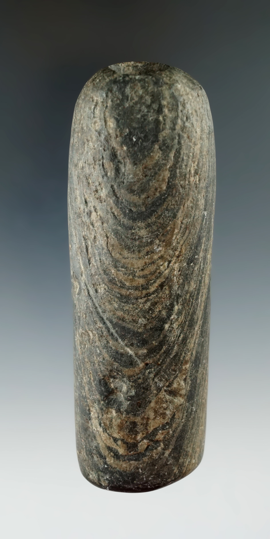 Partially drilled 4 5/16" Pipe Preform found in Hardin County Ohio by H. Arden Searson.