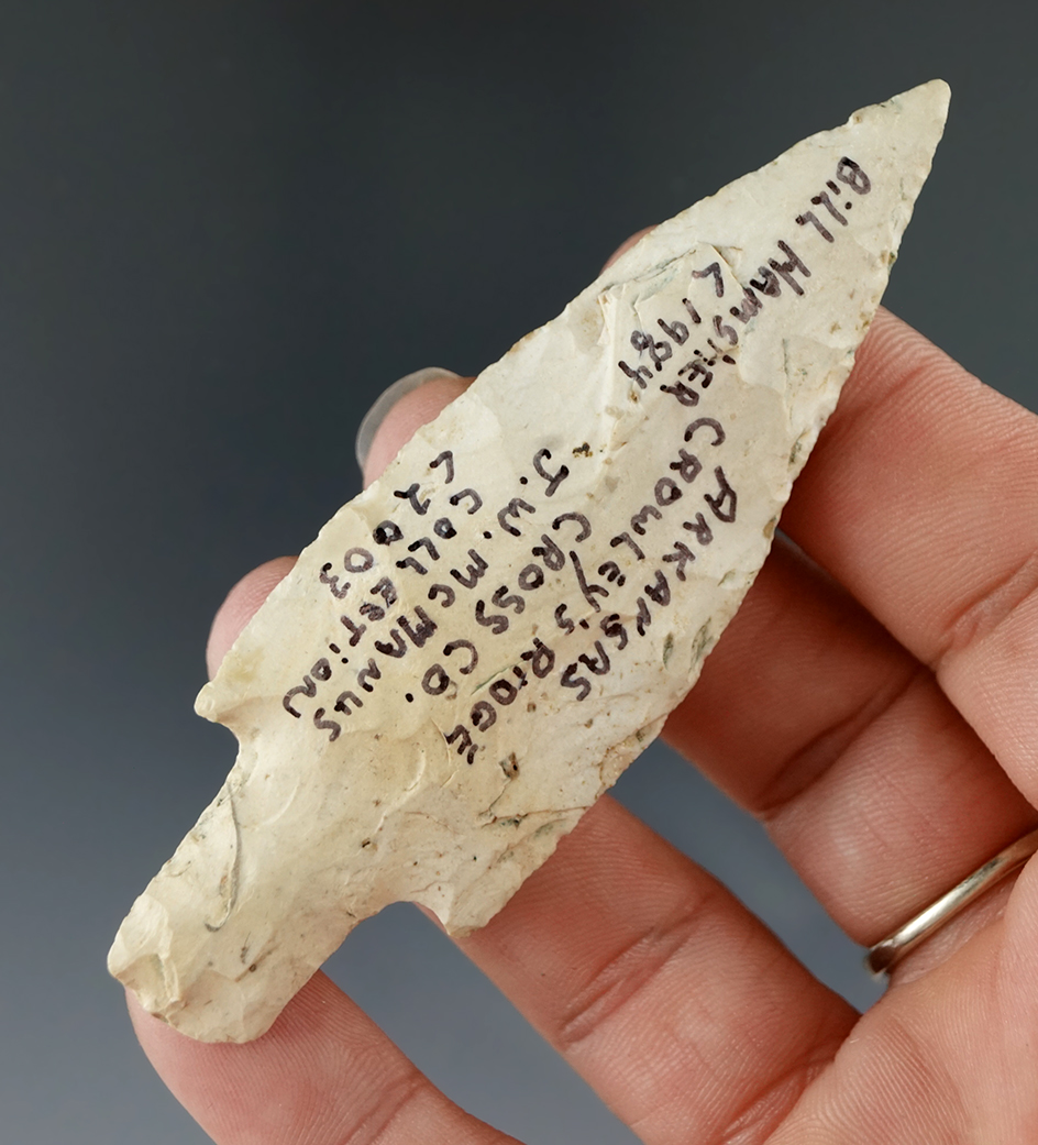 3 3/8" narrow stem Adena found in Cross County Arkansas. Ex. J.W. McManus.