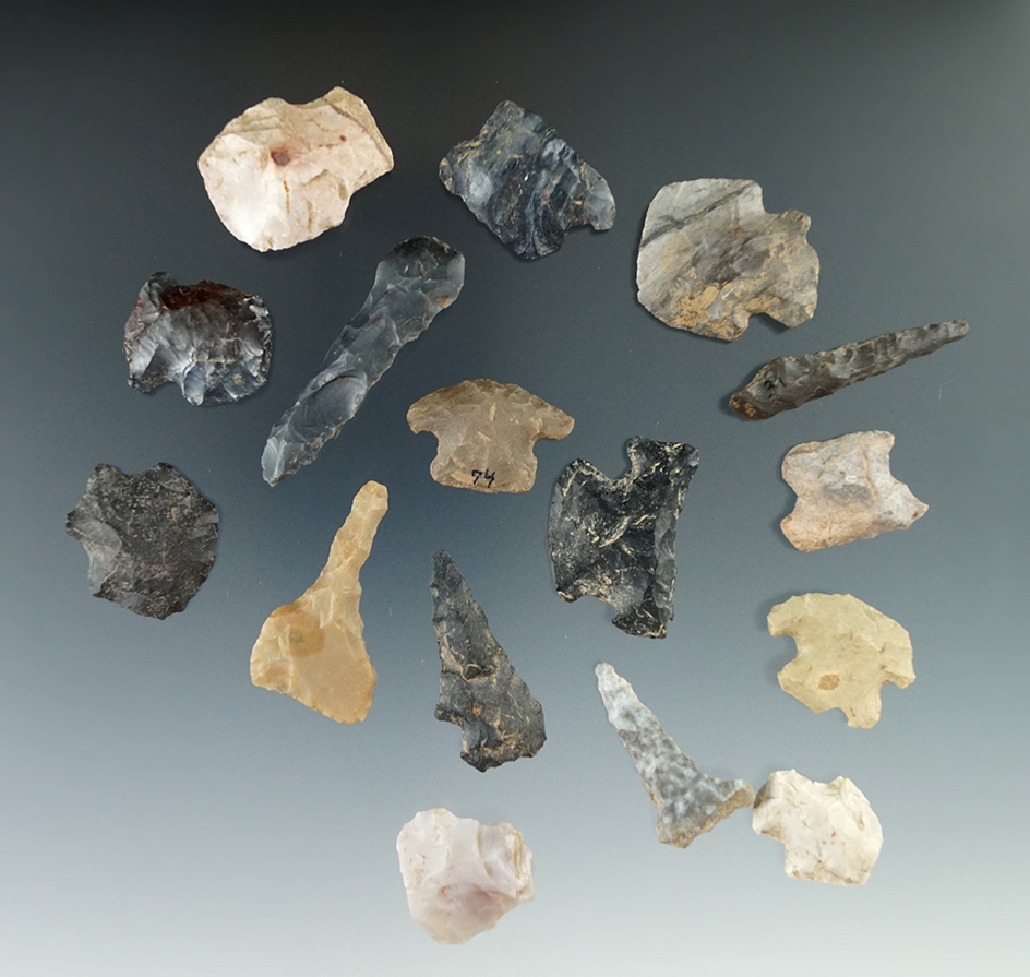 Group of 16 assorted Midwest scrapers, drills and tools. Largest is 1 7/8".