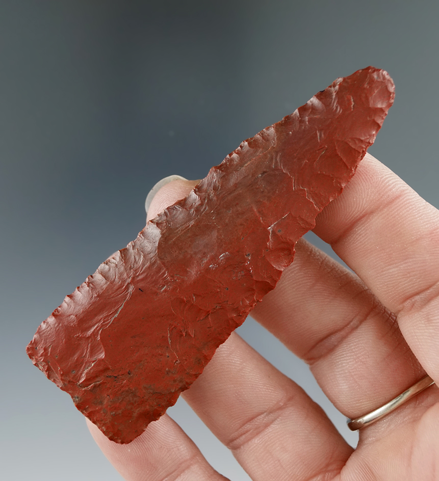 3 1/8" attractive red jasper Triangular Knife found in Utah.
