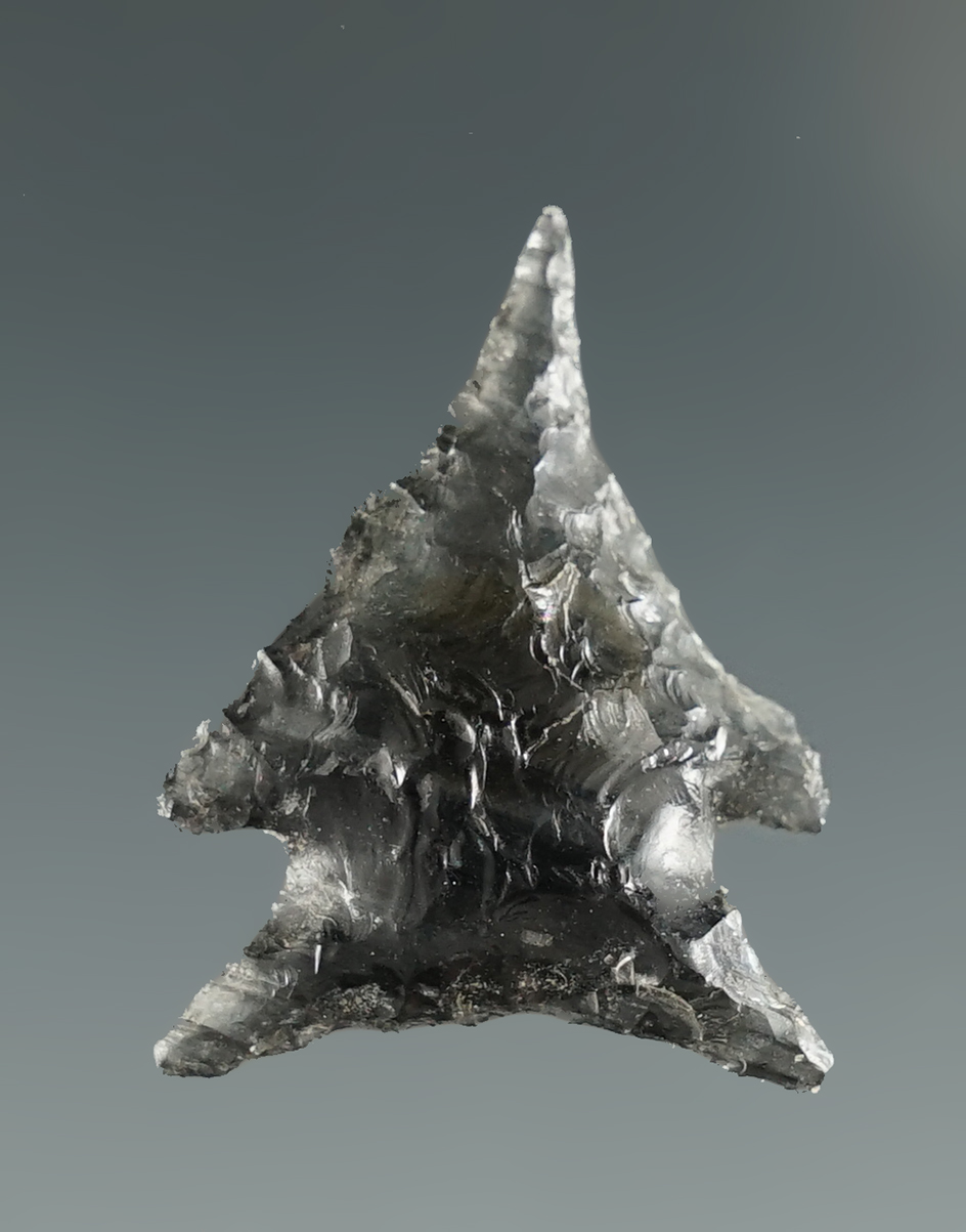 15/16" Elko Micro Drill made from banded Obsidian. Found near the Columbia River, OR.