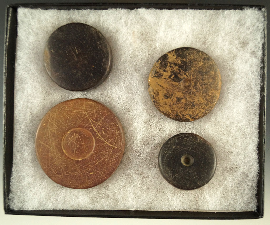 Set of four games stones made from Hardstone  found in the Midwestern U. S.