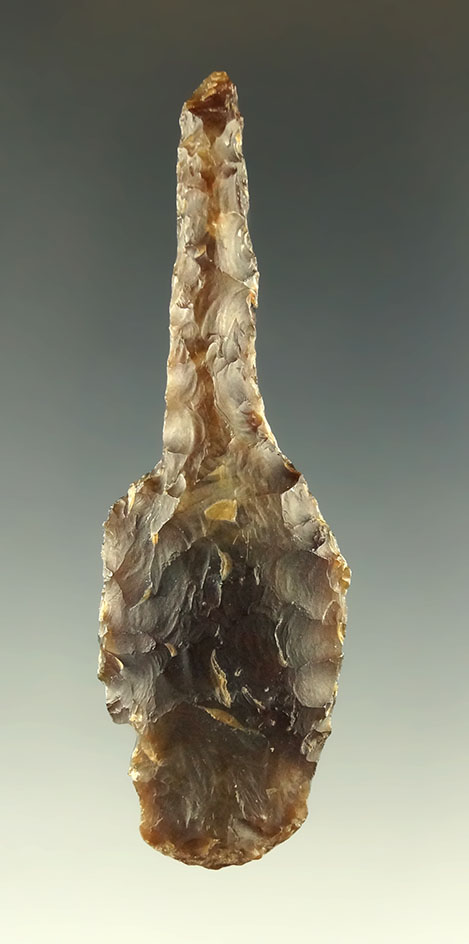 2 7/8" Knife River Flint Drill found in the Plains region.