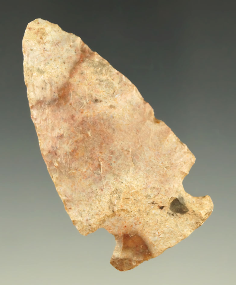 2 5/8" Cornernotch Knife made from attractive mottled pink material found in Kansas.