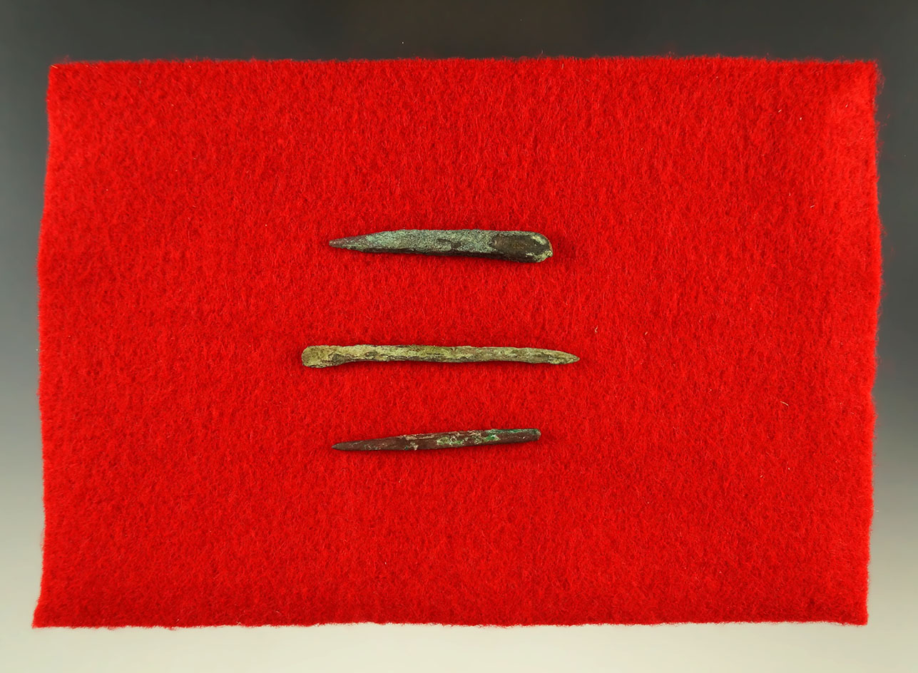 Natural Copper Awls largest is 2".