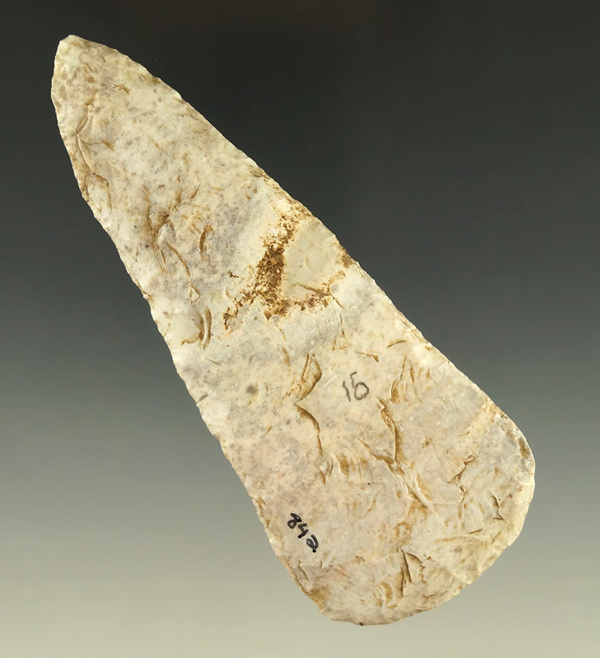 4 3/8" Cobbs Knife found in Oklahoma. Excellent flaking and patina. Museum Deaccession Cert