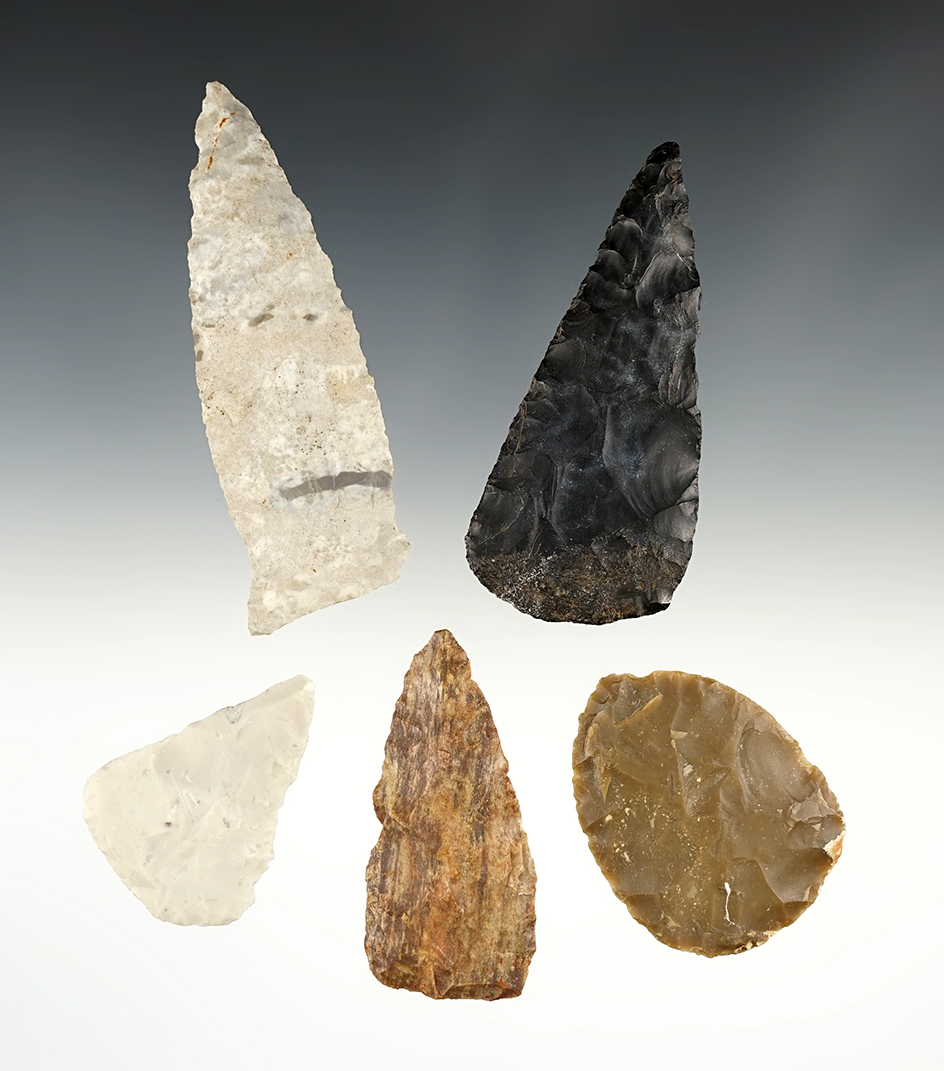 Set of 5 nice Knives found in New Mexico. The largest is 3 13/16".