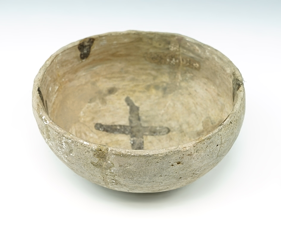 4" Diameter pottery bowl found in New Mexico. A couple reglued pieces with minimal restoration.