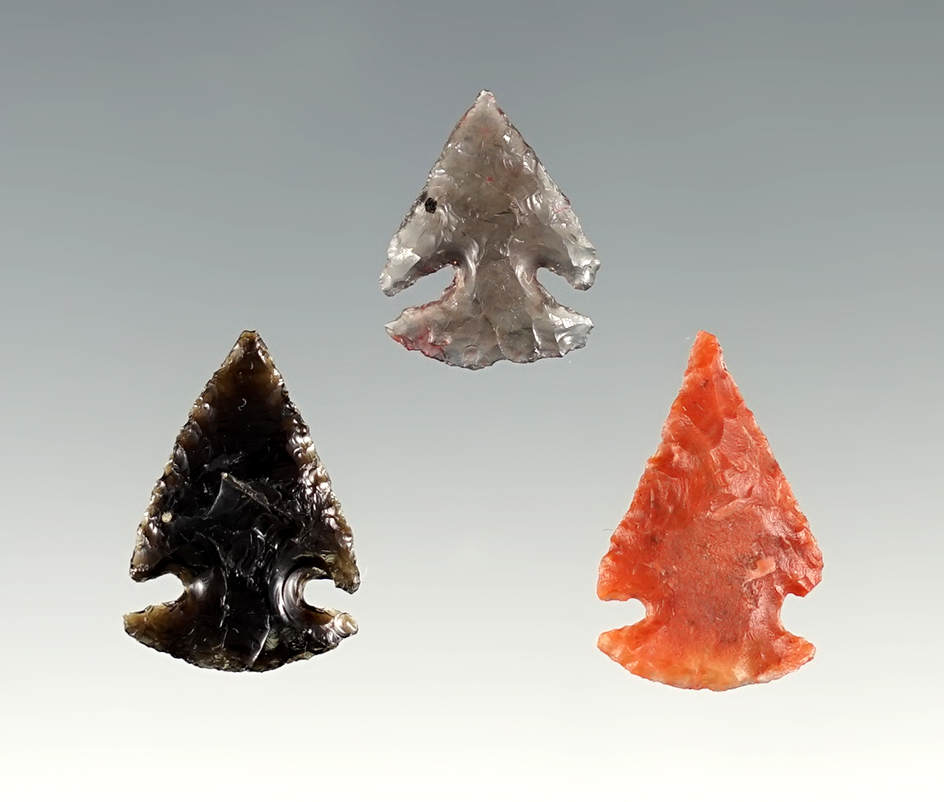 Set of 3 fine points found in New Mexico. The largest is 13/16".