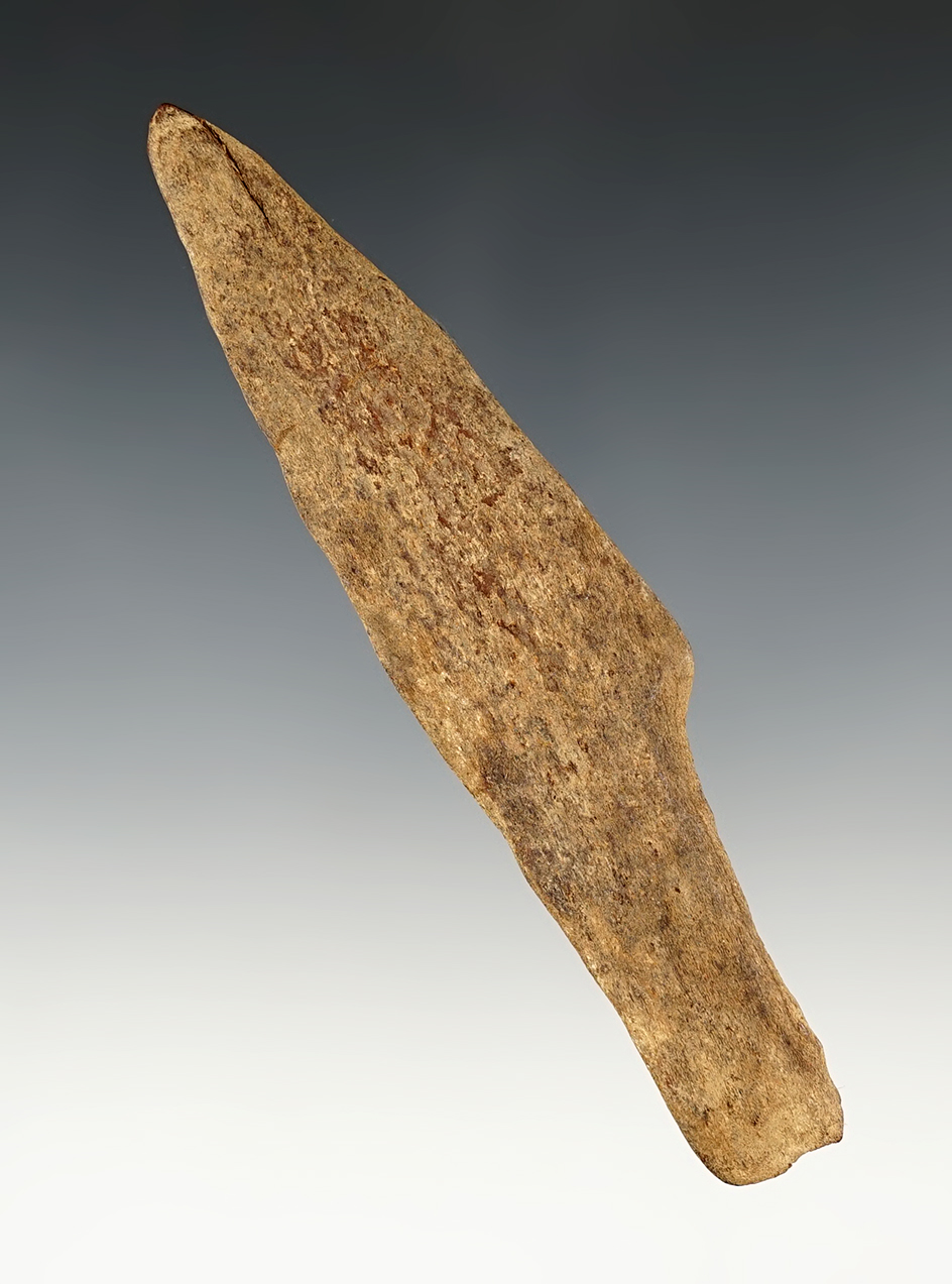 4 13/16" Bone Harpoon Tip that is very weathered. Found in Alaska.