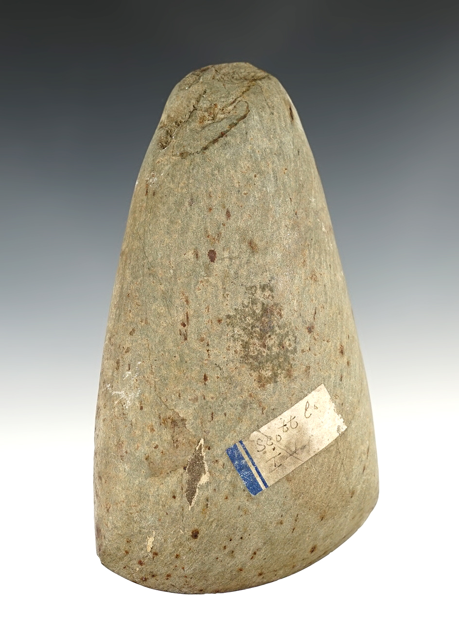 Finely made 5 1/4" Celt that is nicely polished with a sharp bit. Found in Scott Co., Illinois.