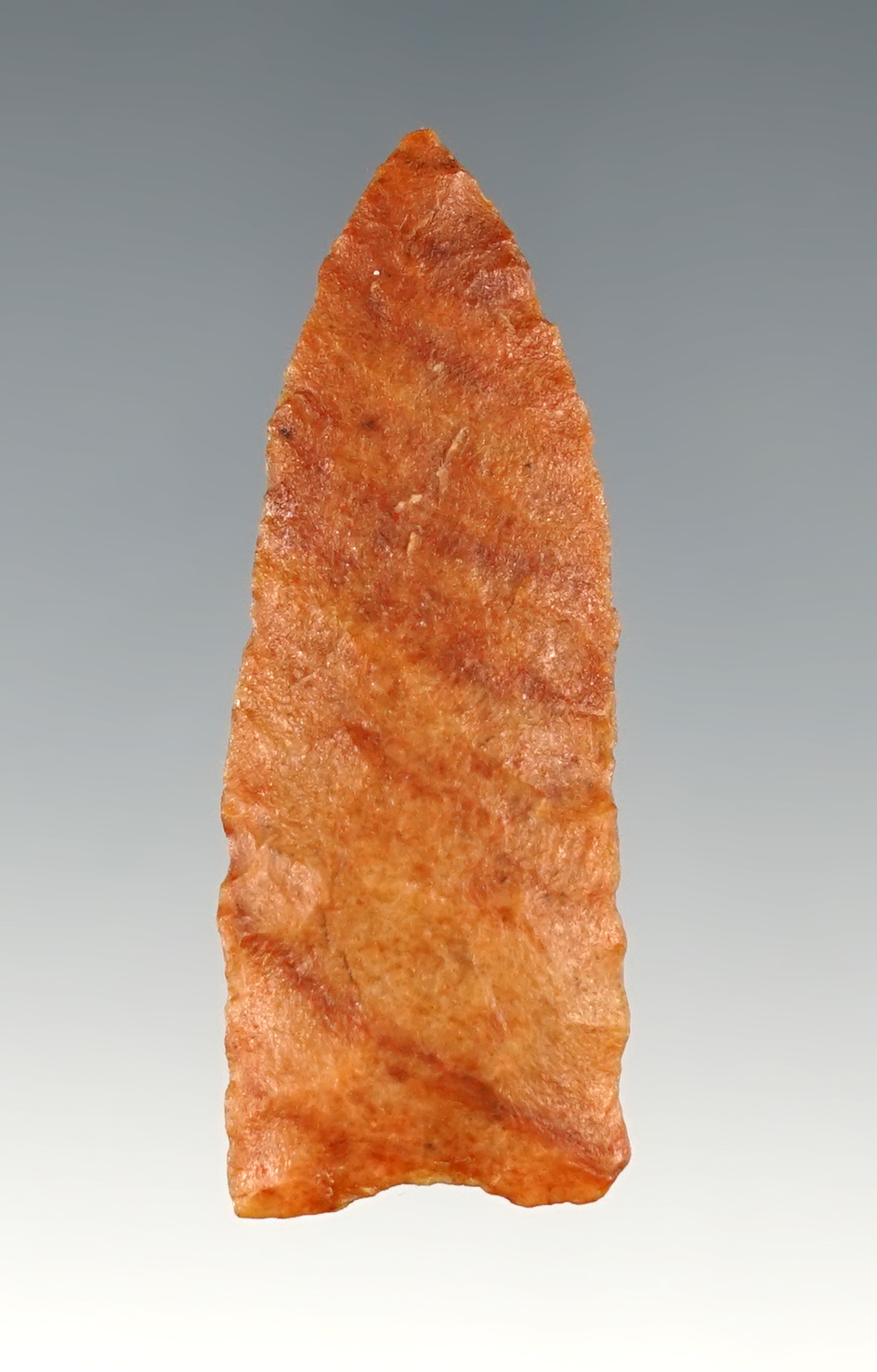 1 3/4" Plainview found in Mountrail Co., North Dakota. Made from colorful flint.