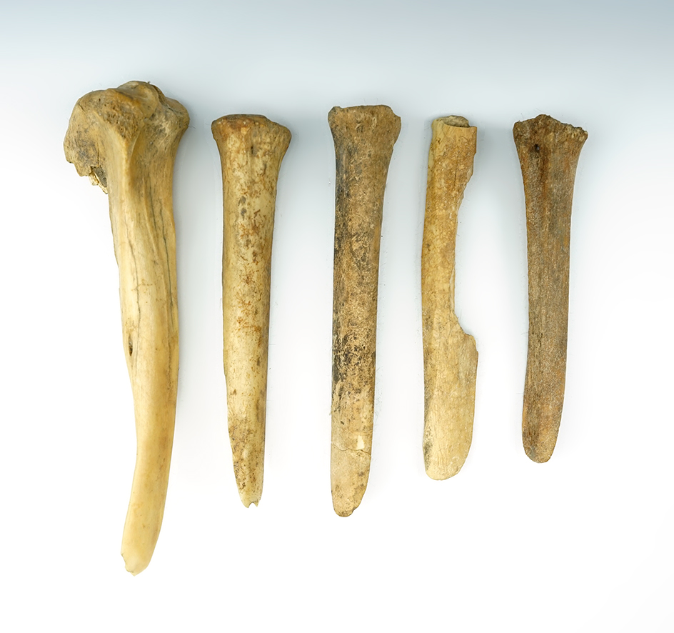 Set of 5 patinated Bone tools found in Arizona.