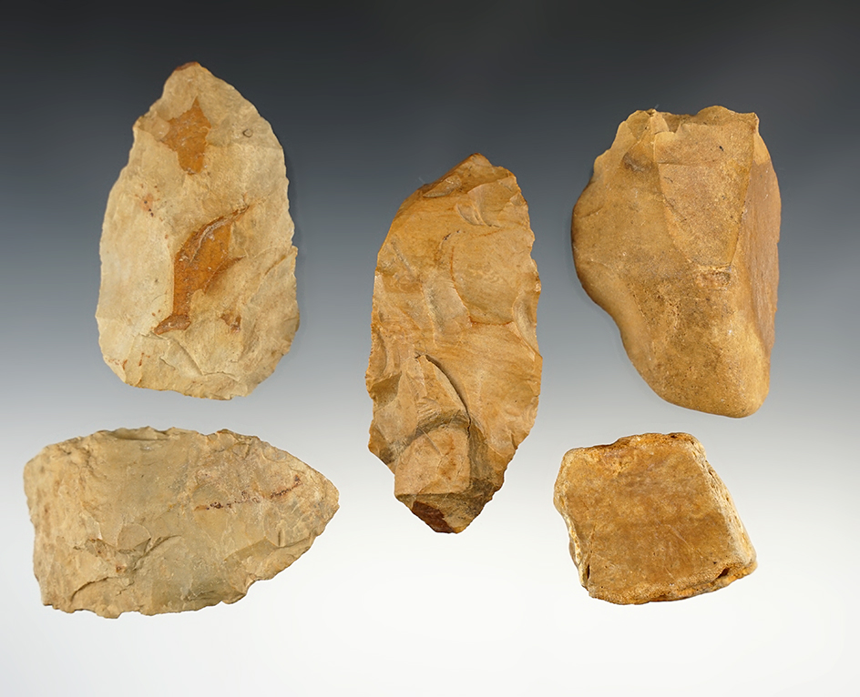 Set of 5 Mousterian Hand Tools found in Northwest Africa. The largest is 3".