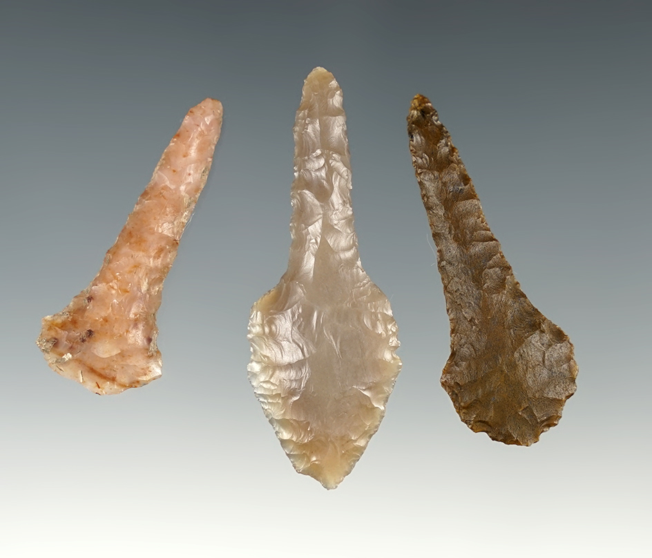 Set of 3 Cascade Drills found near The Dalles, Oregon. The largest is 2 3/16".