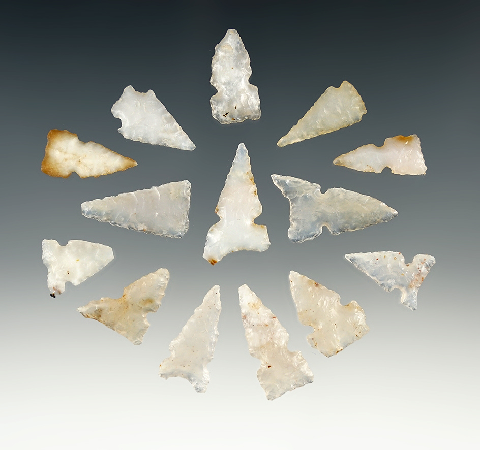 Set of 14 well made points found in New Mexico. The largest is 1".