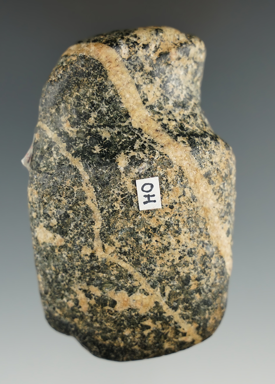 3 1/8" Long heavily patinated 3/4 grooved miniature Axe found in Ohio. Ex. Gary Noel.