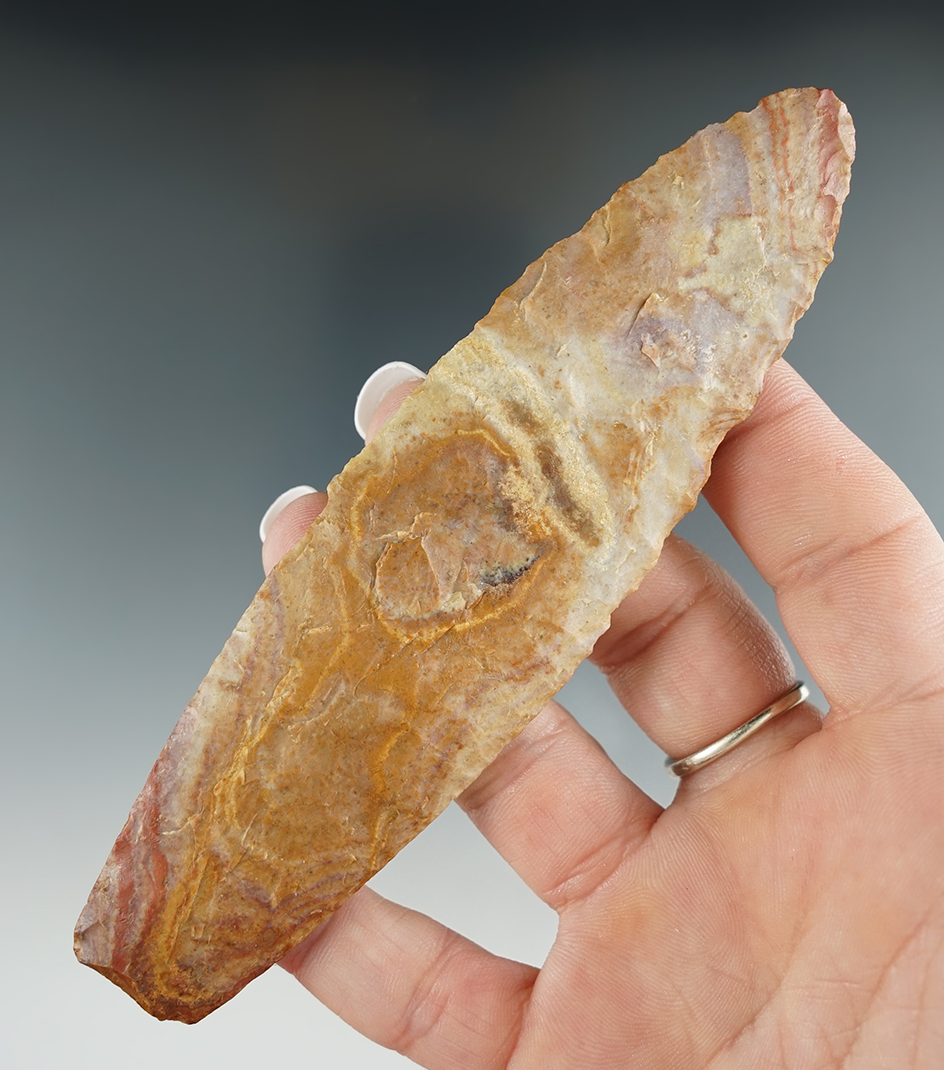 Beautiful material! 5 1/8" Paleo Lanceolate - attractive Payson Chert - Galloway Co., Missouri.