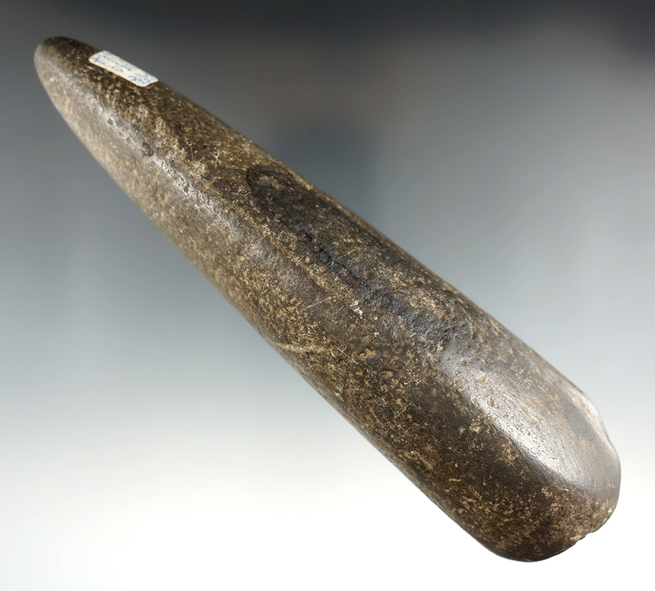 7 1/4" Stone Gouge with a nicely scooped bit. Found on the Brown Farm in Allegheny Co., NY.