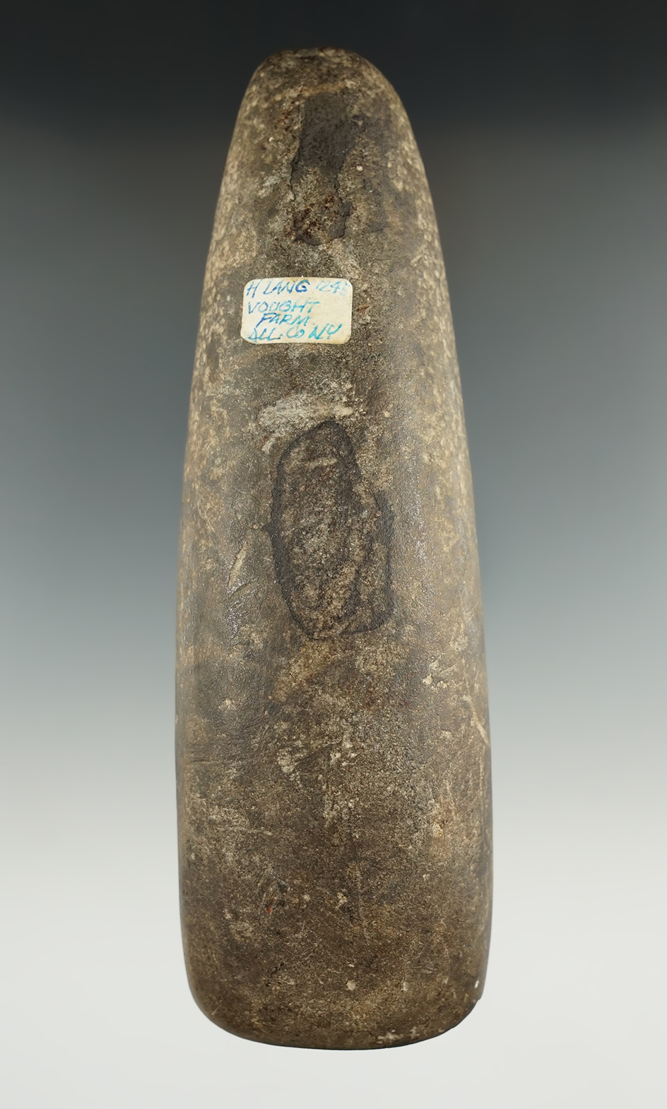 5 15/16" Stone Gouge with a nicely scooped bit. Found on the Vought Farm in Allegheny Co., NY.