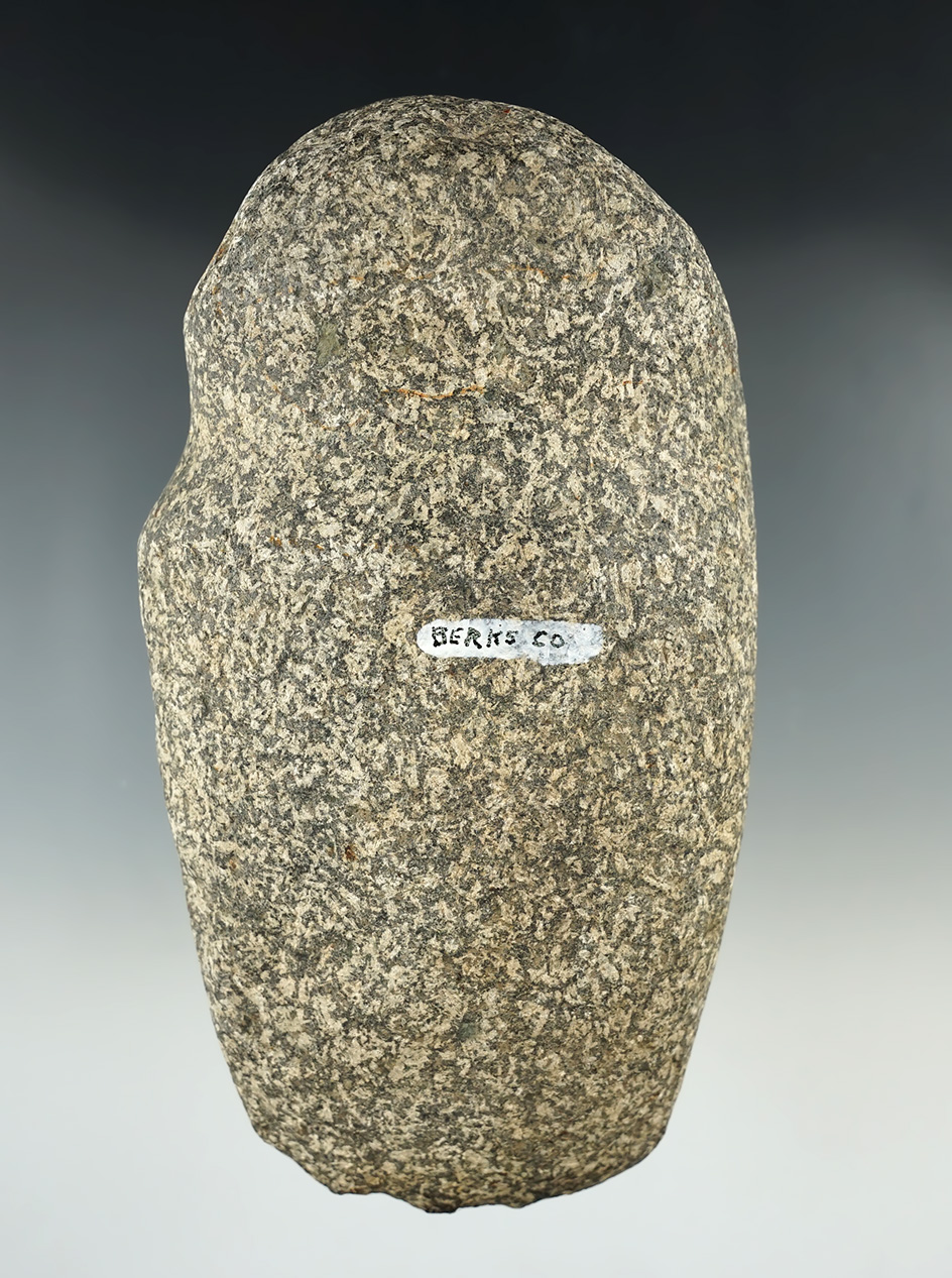 Large 7 1/4" long 3/4 Grooved Granite Axe found in Berks Co., Pennsylvania