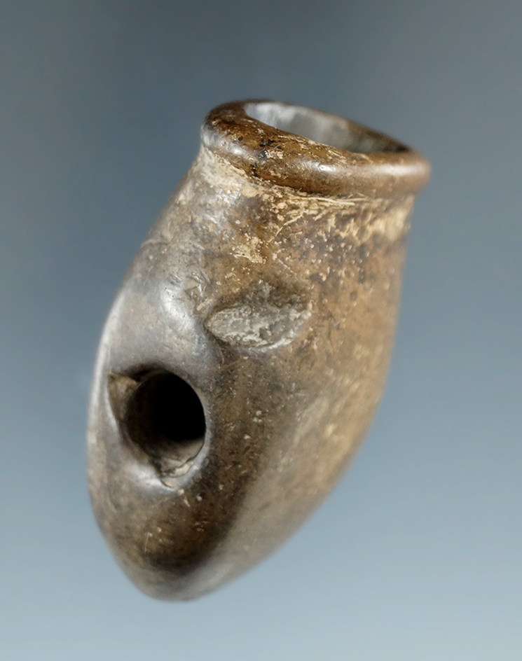 2 1/4" Tall finely crafted Woodland Vase Pipe made from Pipestone, Huron Co., Ohio.