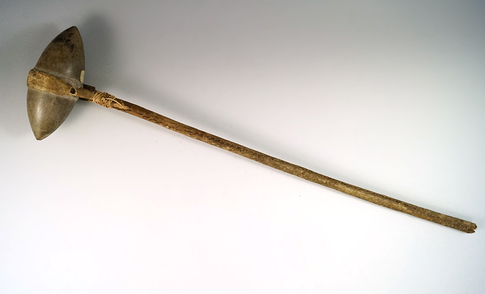 Plains Indian Horsetail Stone Club. Some repair to handle.