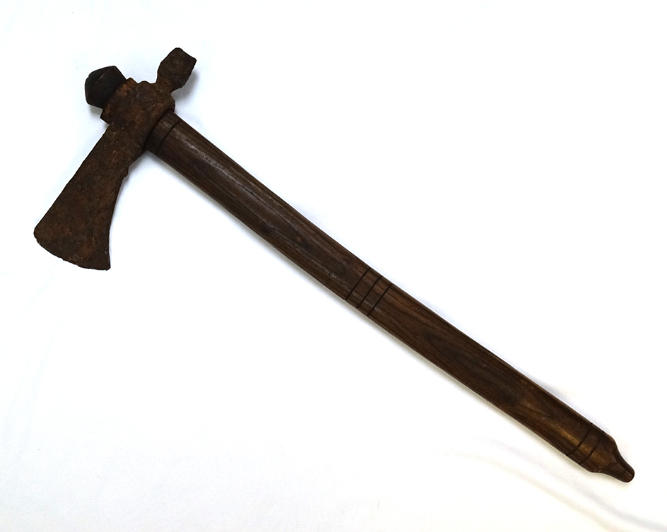 Original hand forged Iron Pipe Tomahawk head on a contemporary well made handle.