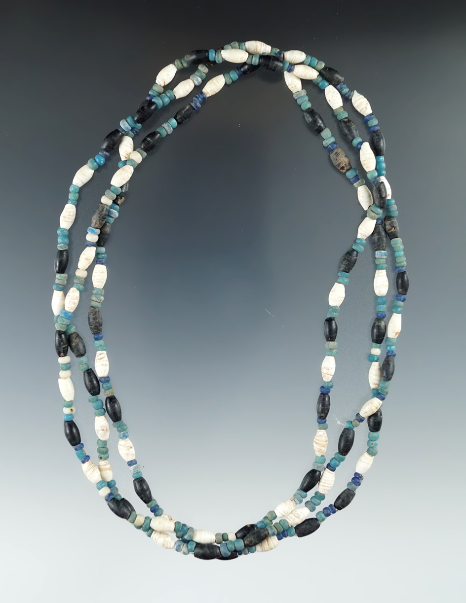 46" Strand of glass trade Beads and Shell Beads from the late 1700s/early 1800s, Alabama.