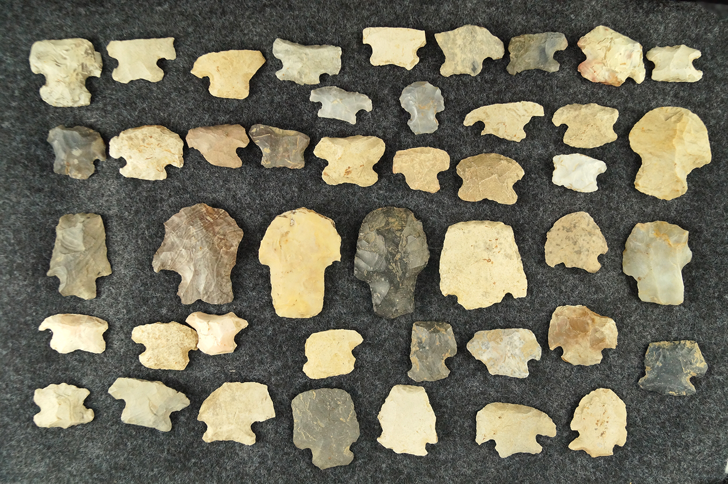 Large group of assorted Ohio Hafted Scrapers from the collection of the late Dr. Jim Mills.