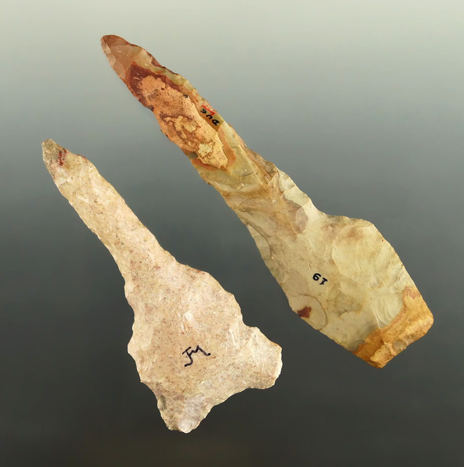 Pair of Flint Drills found in Ohio, largest is 4 3/16".